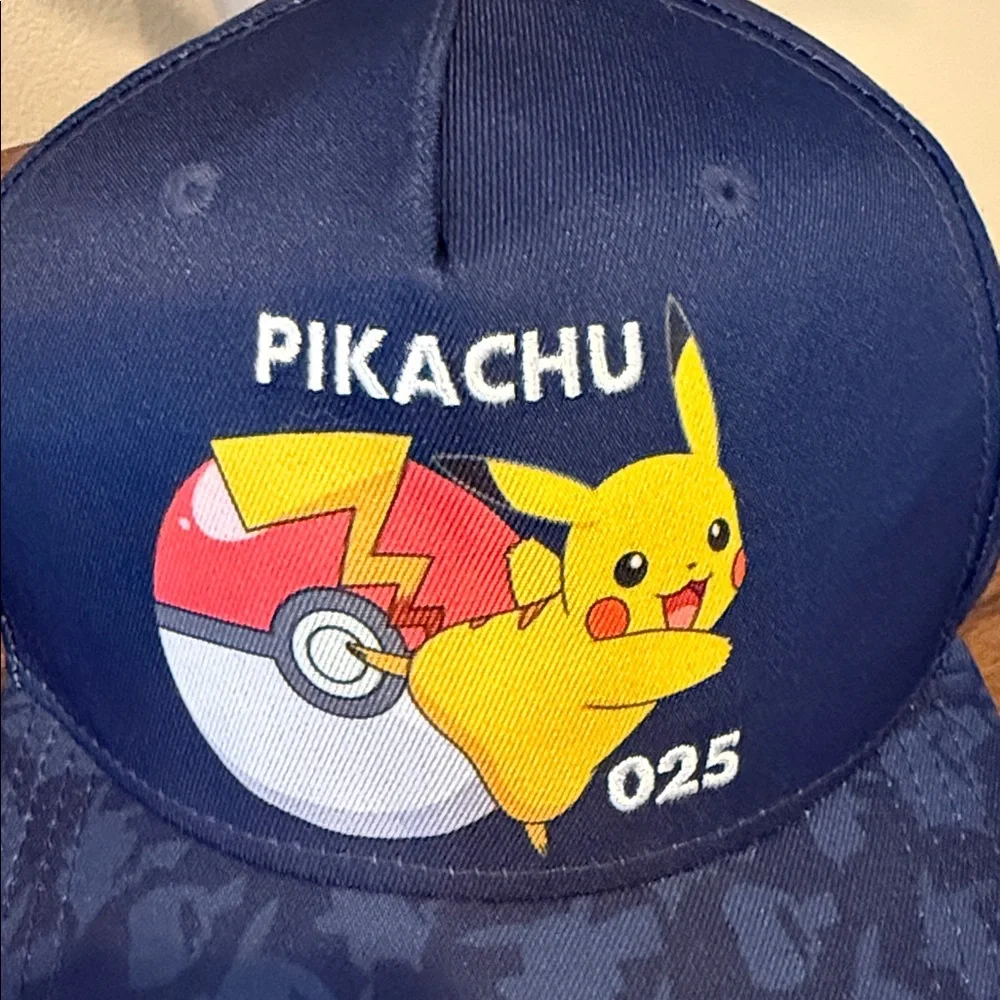 Pokemon‎ Pikachu Youth Boy's Baseball Hat Cap Navy Blue Snap Back One Size